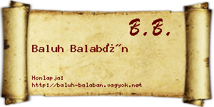Baluh Balabán névjegykártya